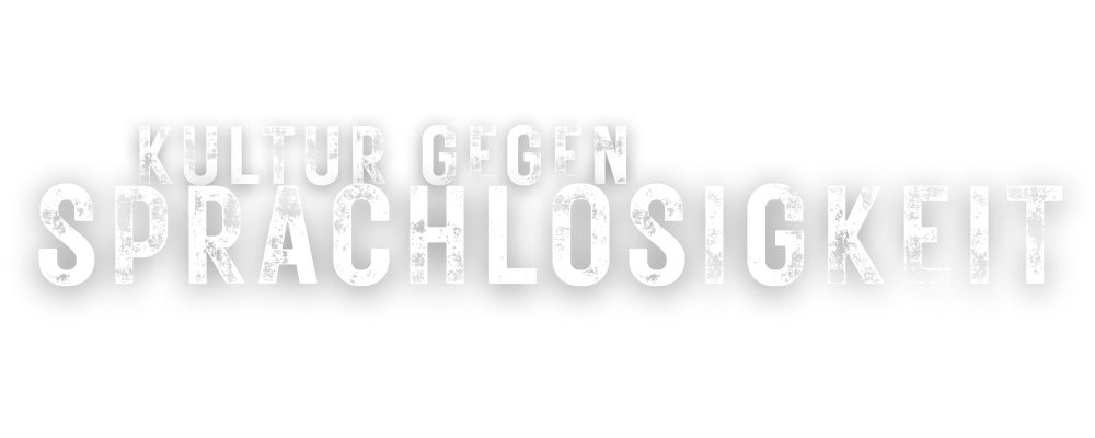 logo kultur gegen sprachlosigkeit in weiß